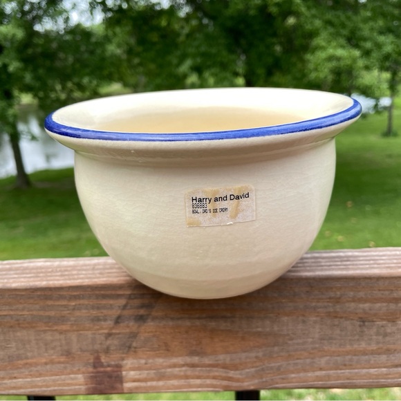 Dad’s Ice Cream Blue Letters Cream Pottery Crock Bowl Harry & David 4" x 6.5 NEW - Picture 5 of 9